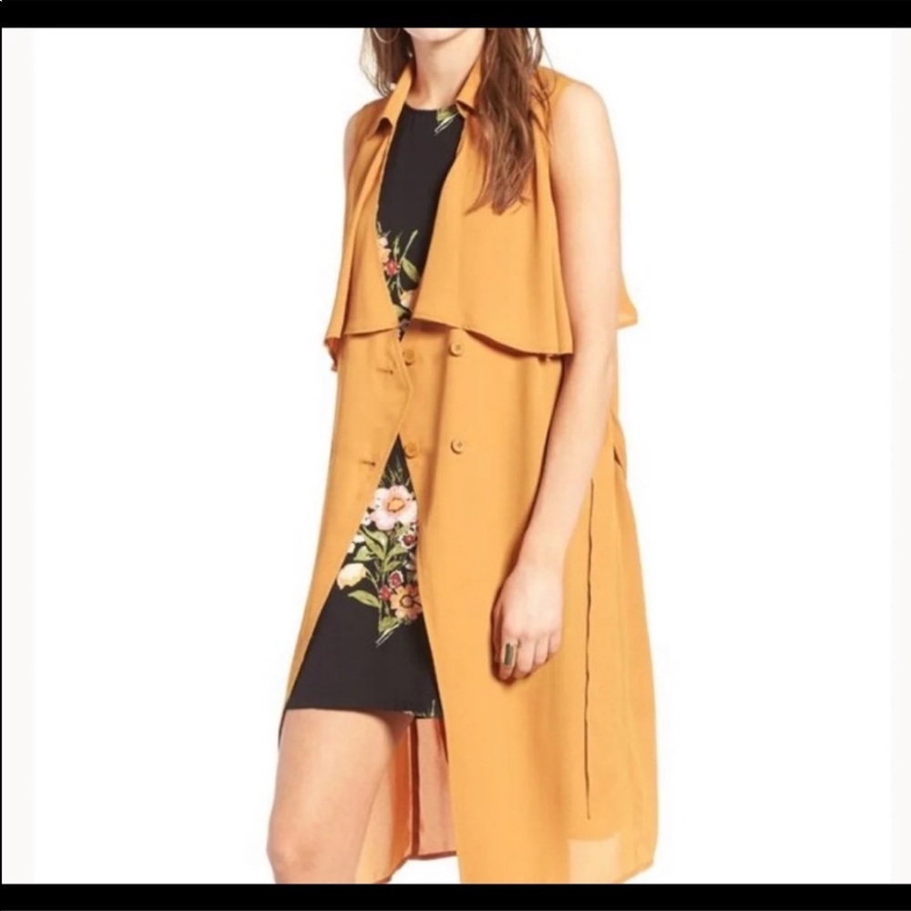 Leith crepe trench vest in orange sudan XS NWT